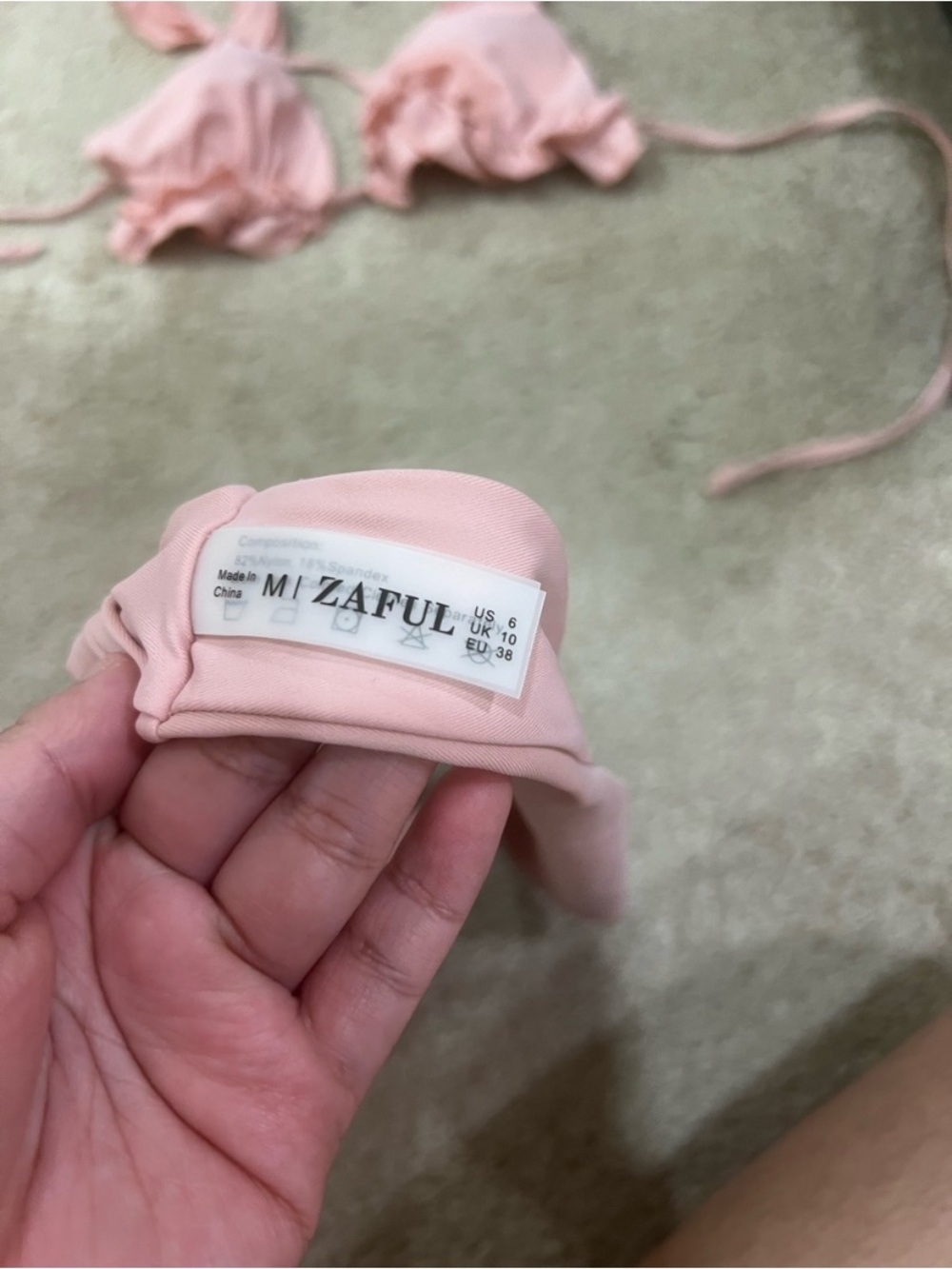 Zaful Light Pink Ruffled Triangle Bikini Set - Picture 2 of 3